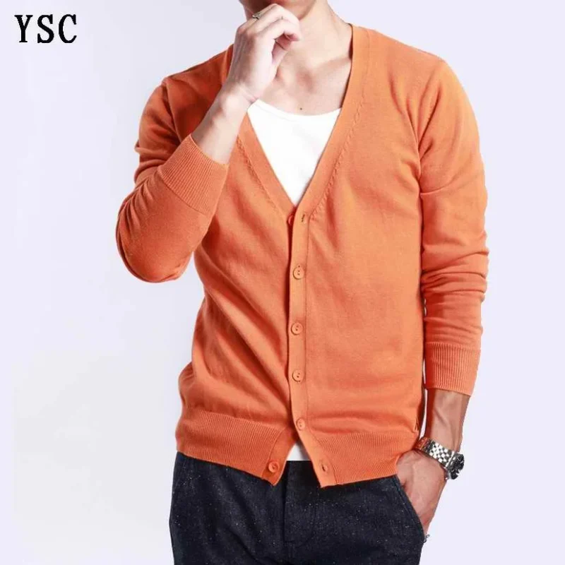 Classic V-Neck Men's Cashmere Cardigan Sweater for Business and Casual Wear - Image 2