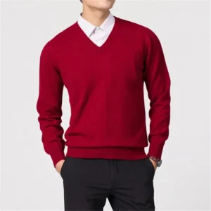 Classic Men's Cashmere Wool V-Neck Pullover Sweater for Everyday Comfort