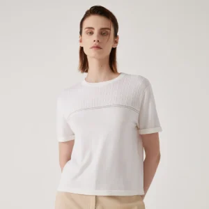 Luxury Women's Merino Wool & Silk O-Neck Pullover Sweater with Sequin Detail
