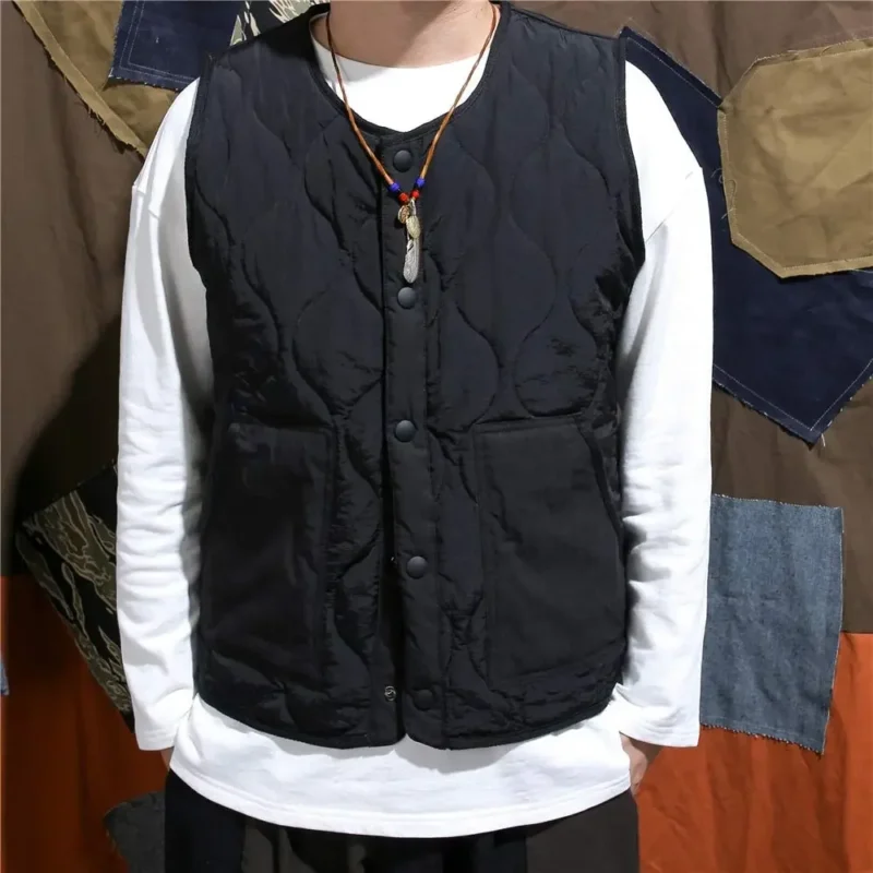 Premium Men's Quilted Padded Vest Sleeveless Winter Jacket with Cozy Cotton Lining - Image 5