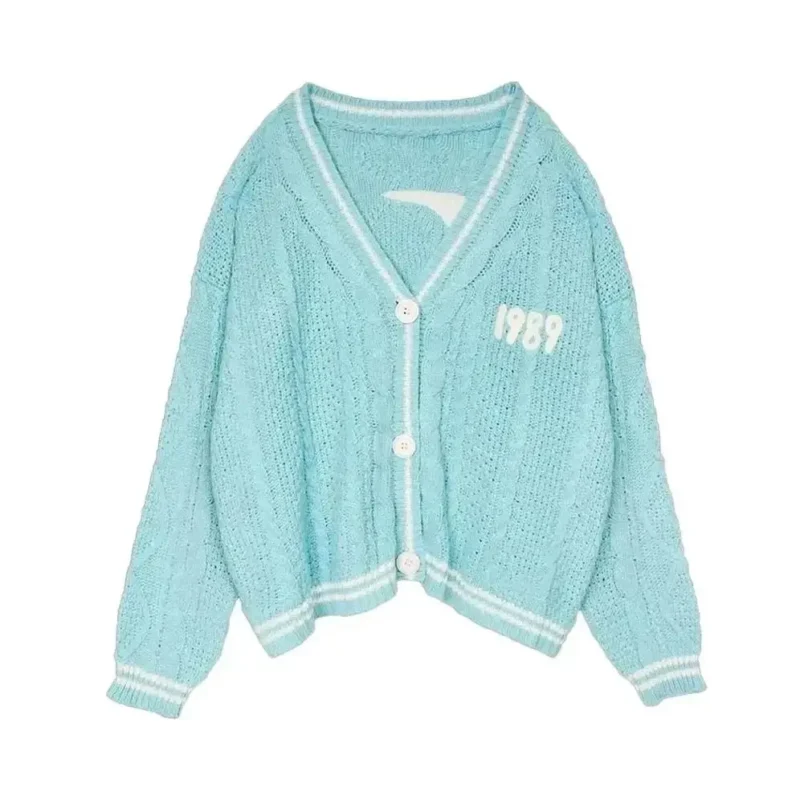 Vintage Slouchy Women's Polyester Cardigan with Bird Embroidery for Casual Comfort - Image 7
