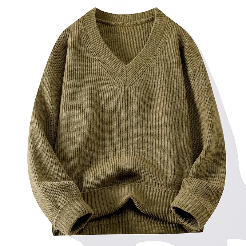 Fine gauge cashmere V-neck sweater showing quality craftsmanship for transitional wear