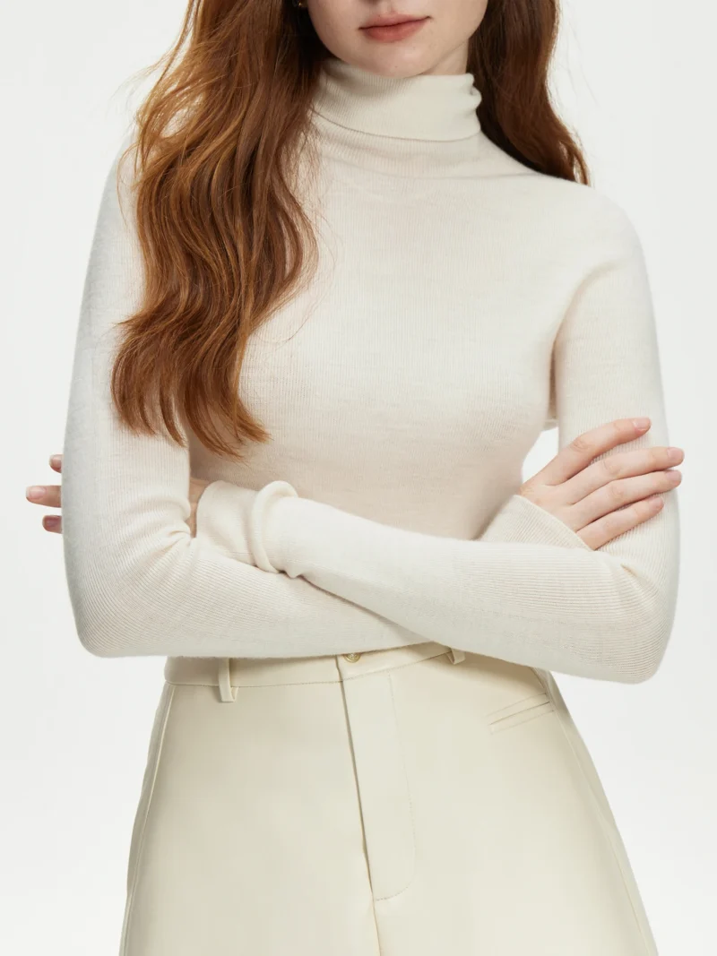 Classic Women's 100% Pure Wool Mock Neck Pullover Sweater for Autumn & Winter - Image 7