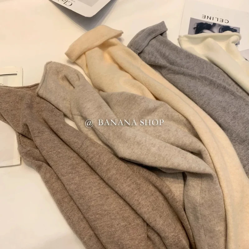 Slim Fit Women's 100% Pure Cashmere Turtleneck Sweater with Rolled Edge - Image 5