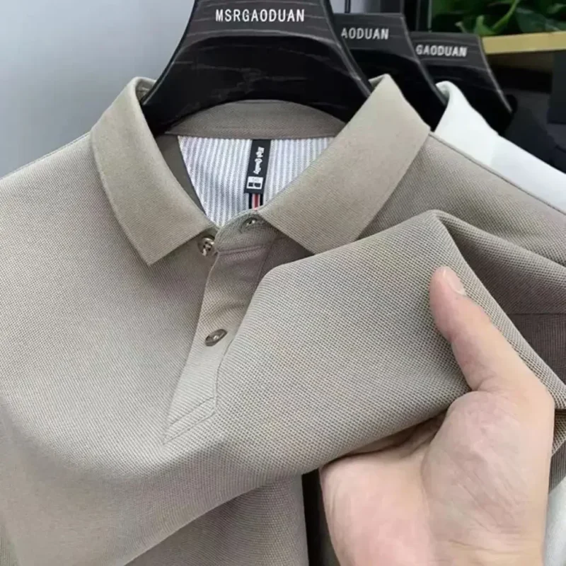 Premium Men's 100% Cotton Long Sleeve Polo Shirt Business Casual - Image 5