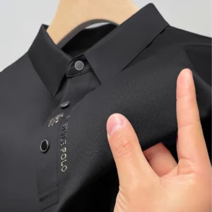 Premium Men's Ice Silk Polo Shirt with Embroidered Details for Summer Comfort