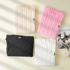 Premium Embroidered Cashmere Crewneck Pullover Sweater for Men & Women