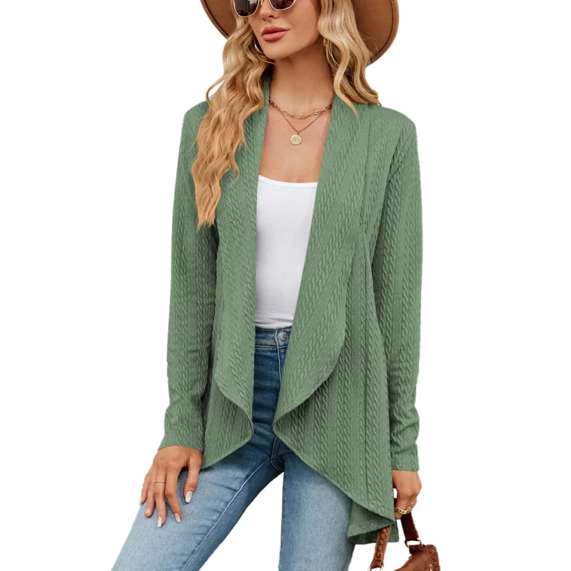 Vintage Oversized Women's Knit Cardigan Sweater with Scarf Collar - Image 8