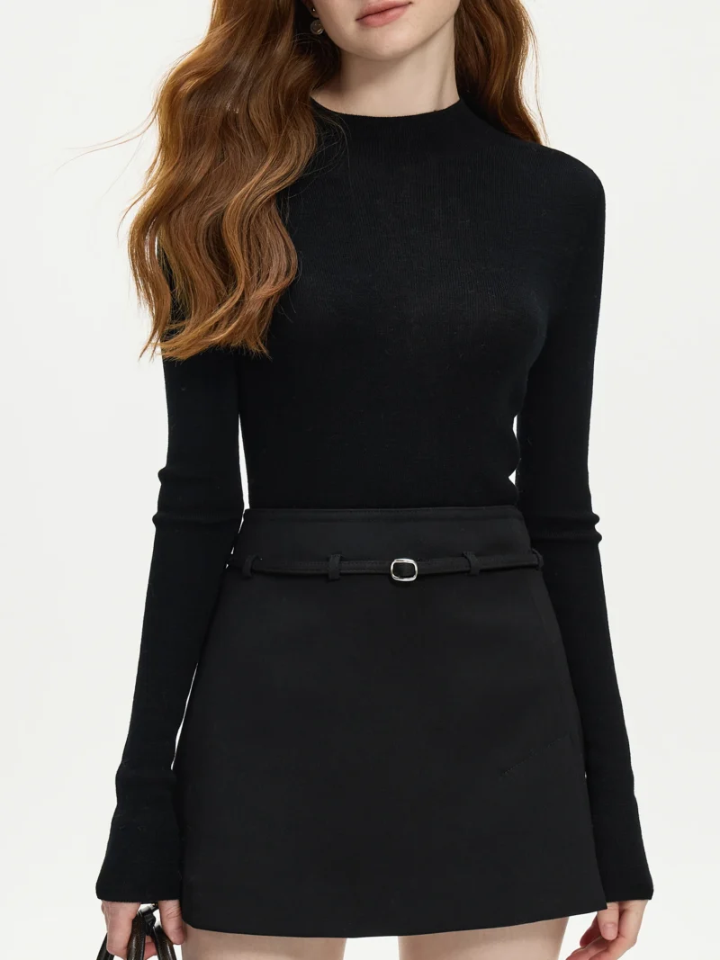 Classic Women's 100% Pure Wool Mock Neck Pullover Sweater for Autumn & Winter - Image 5
