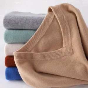 Premium V-Neck Men's Cashmere Blend Pullover Sweater with Slim Fit