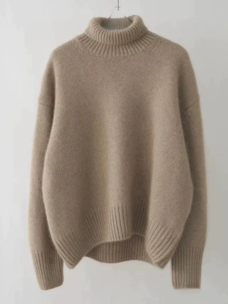 Luxurious Oversized Women's 100% Pure Cashmere Turtleneck Sweater for Winter Warmth - Image 5