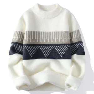 Classic Men's Cashmere-Blend Crew Neck Pullover Sweater for Winter Warmth