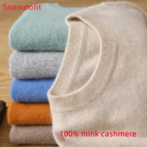 Classic Crew Neck Men's 100% Pure Cashmere Pullover Sweater with Natural Softness