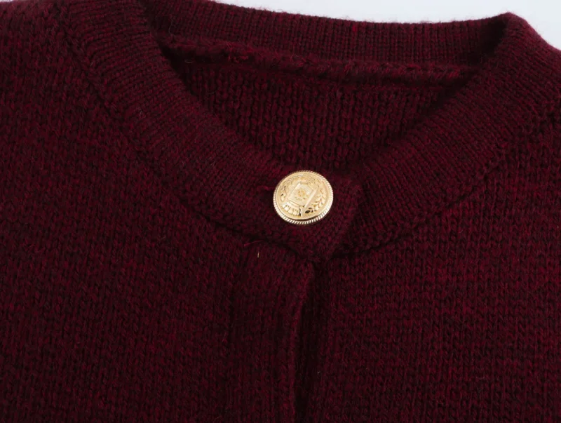 Classic O-Neck Women's Button Decorated Cardigan Sweater with Pockets - Image 6