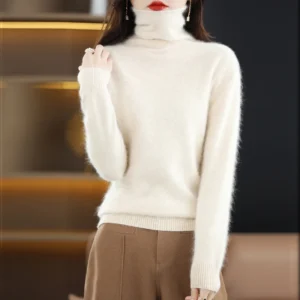 Luxury Oversized Women's Premium Cashmere Turtleneck Sweater with Exceptional Warmth