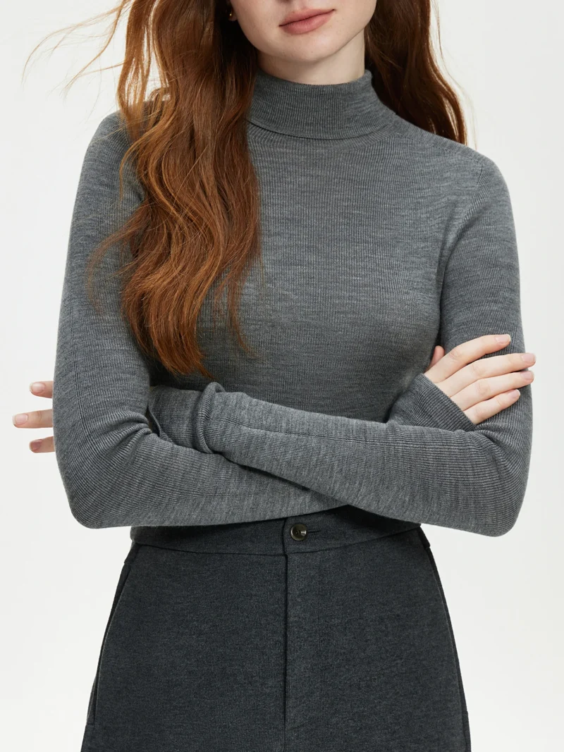 Classic Women's 100% Pure Wool Mock Neck Pullover Sweater for Autumn & Winter - Image 11