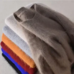 Luxury Women's Mink Cashmere Pullover Sweater with Round Neck for Autumn-Winter Warmth