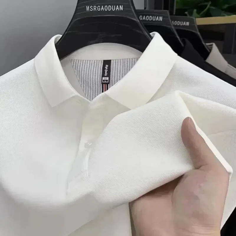 Premium Men's 100% Cotton Long Sleeve Polo Shirt Business Casual - Image 7