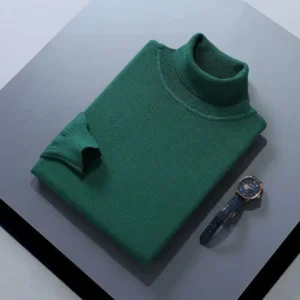 Classic Men's Cashmere Cotton Turtleneck Sweater for Premium Warmth