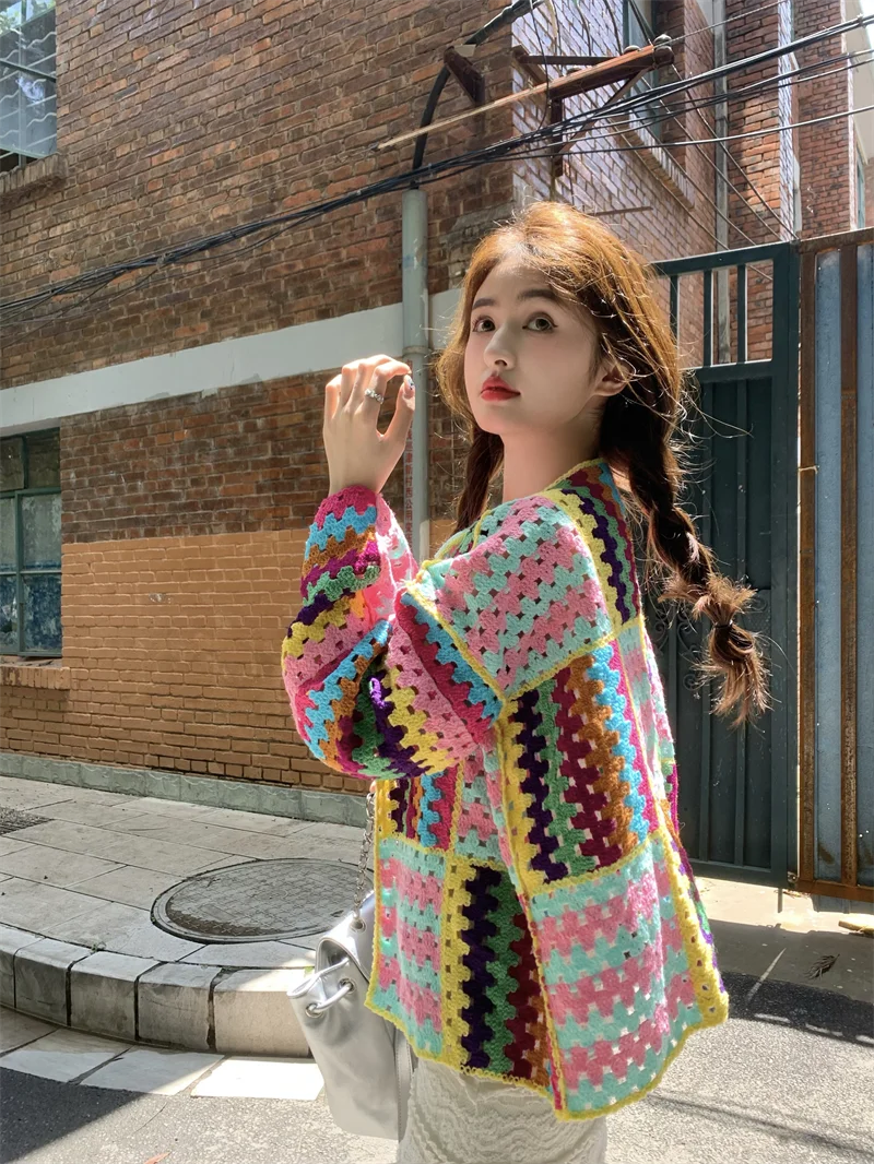 Women's colorful open-front cardigan perfect for transitional denim pairings