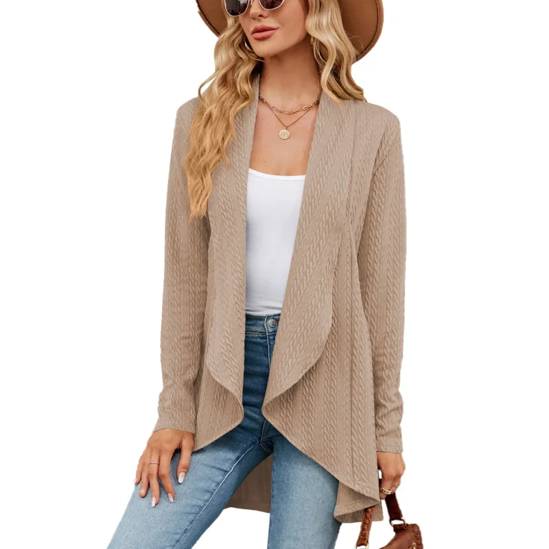 Vintage Oversized Women's Knit Cardigan Sweater with Scarf Collar - Image 4