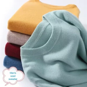 Classic O-Neck Men's 100% Pure Cashmere Pullover Sweater for Business Comfort