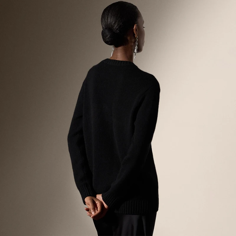 Close examination of cashmere knit texture showing density and fiber quality