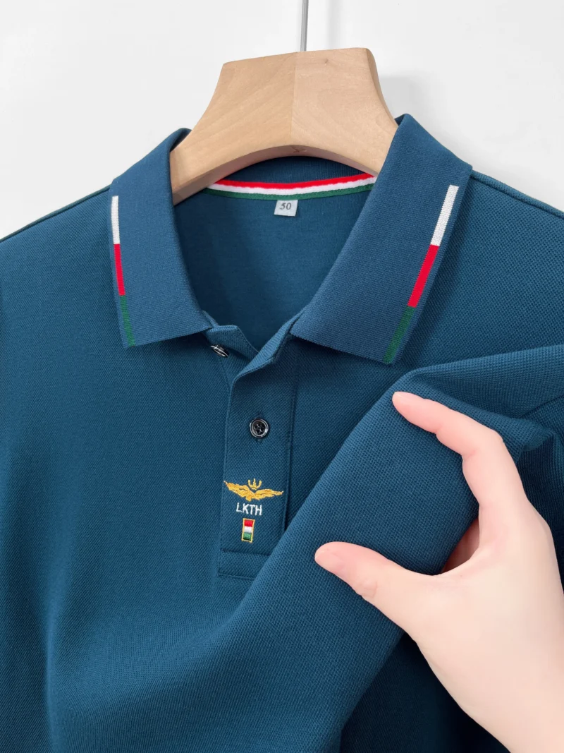 Premium Men's Cotton Long Sleeve Polo Shirt Classic Embroidered Design - Image 2