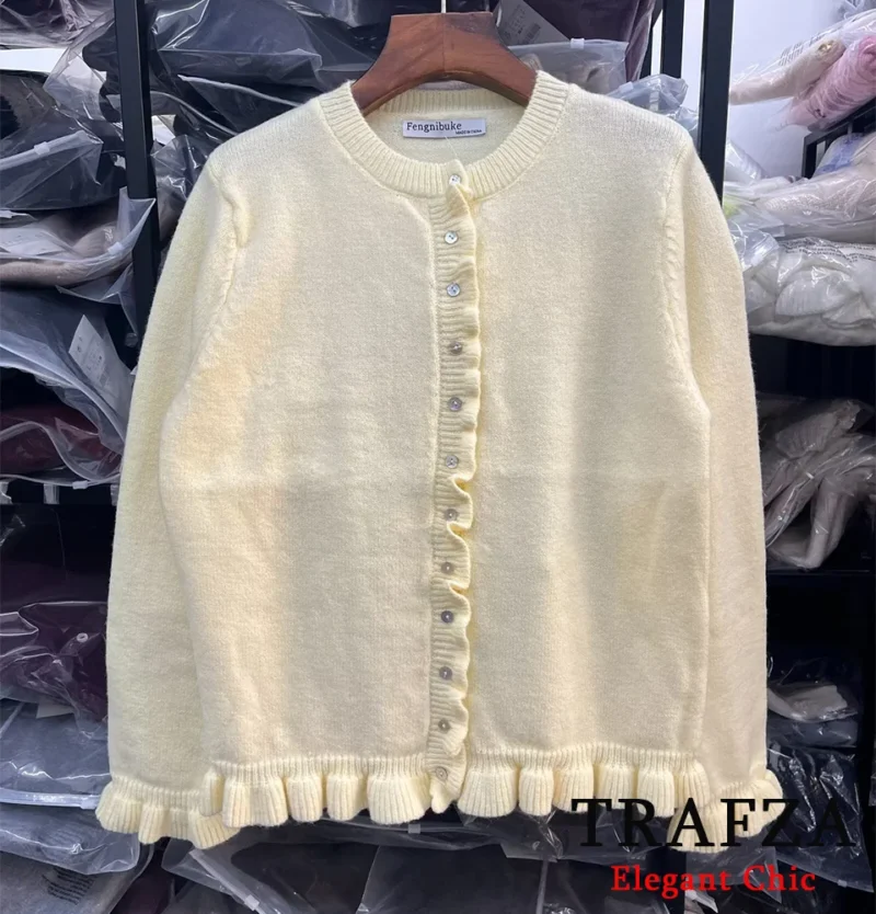 Elegant Butterfly Sleeve Women's Knit Cardigan Sweater with O-Neck Design - Image 6