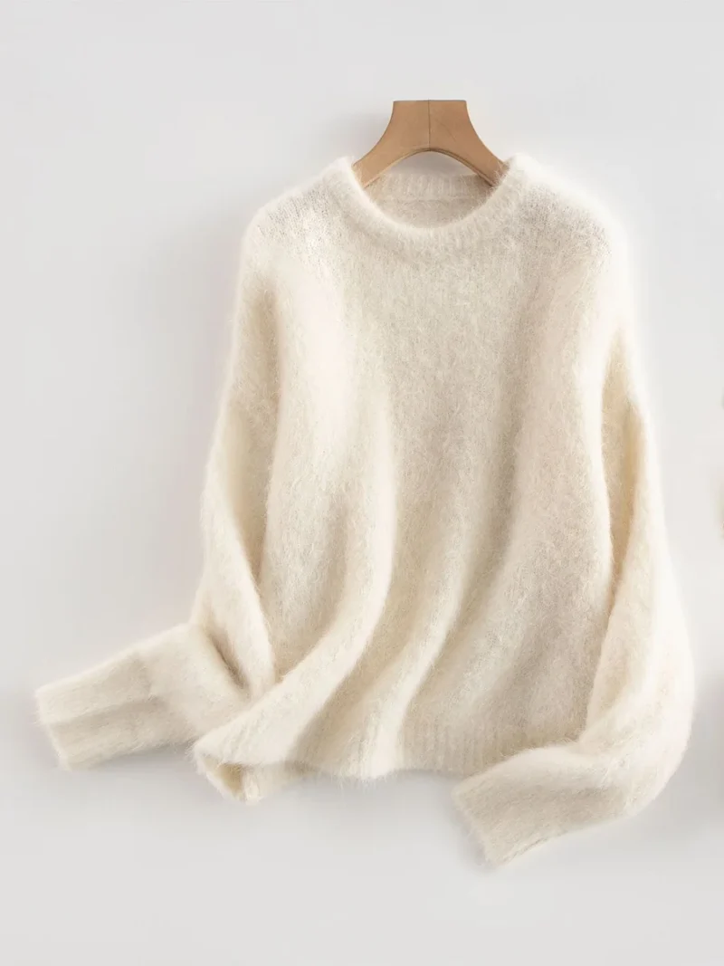 Luxury O-Neck Women's Alpaca Blend Loose Pullover Sweater for Fall Winter - Image 10