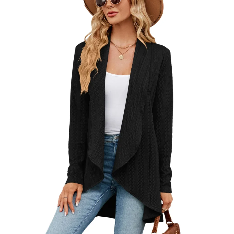 Vintage Oversized Women's Knit Cardigan Sweater with Scarf Collar - Image 6