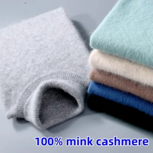 Classic Relaxed Fit Men's 100% Mink Cashmere Turtleneck Pullover with Thermal Comfort