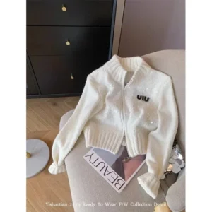 Luxury Embroidered Women's Cashmere Blend Cropped Cardigan with Sequin Detail