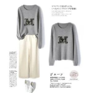 Elegant Diamond Pattern Women's 100% Pure Cashmere O-Neck Pullover Sweater