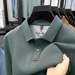 Premium Men's Cotton Long-Sleeve Polo Shirt Thickened for Comfort