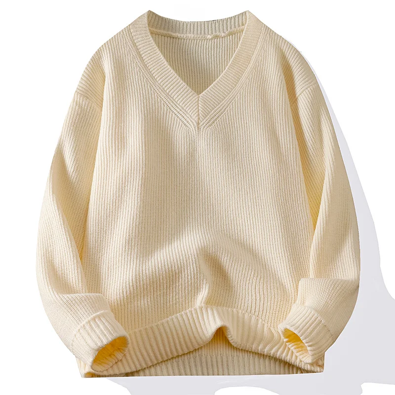 Classic men's V-neck sweater perfectly paired with denim for versatile style