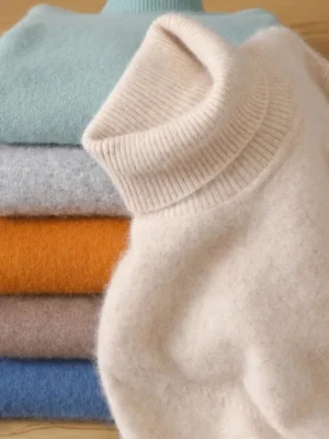 Luxury Men's 100% Pure Cashmere Turtleneck Sweater with Superior Softness