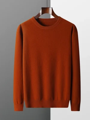 Classic Men's 100% Pure Merino Wool Crew Neck Pullover Sweater for All Seasons