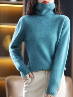 Luxury Women's 100% Pure Cashmere Turtleneck Sweater with Superior Softness