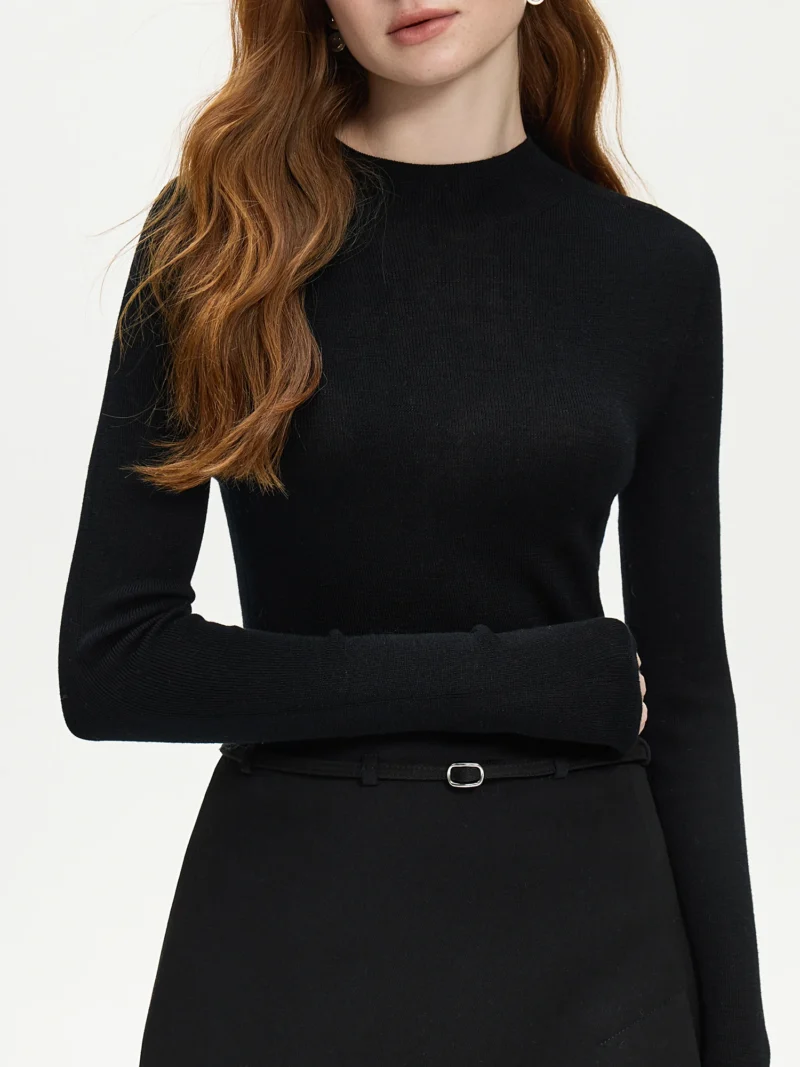 Classic Women's 100% Pure Wool Mock Neck Pullover Sweater for Autumn & Winter - Image 9