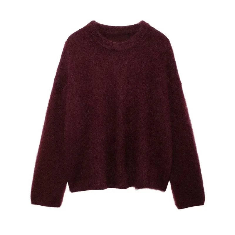 Vintage O-Neck Women's Loose Fit Knitwear Pullover Sweater for Winter Comfort - Image 5