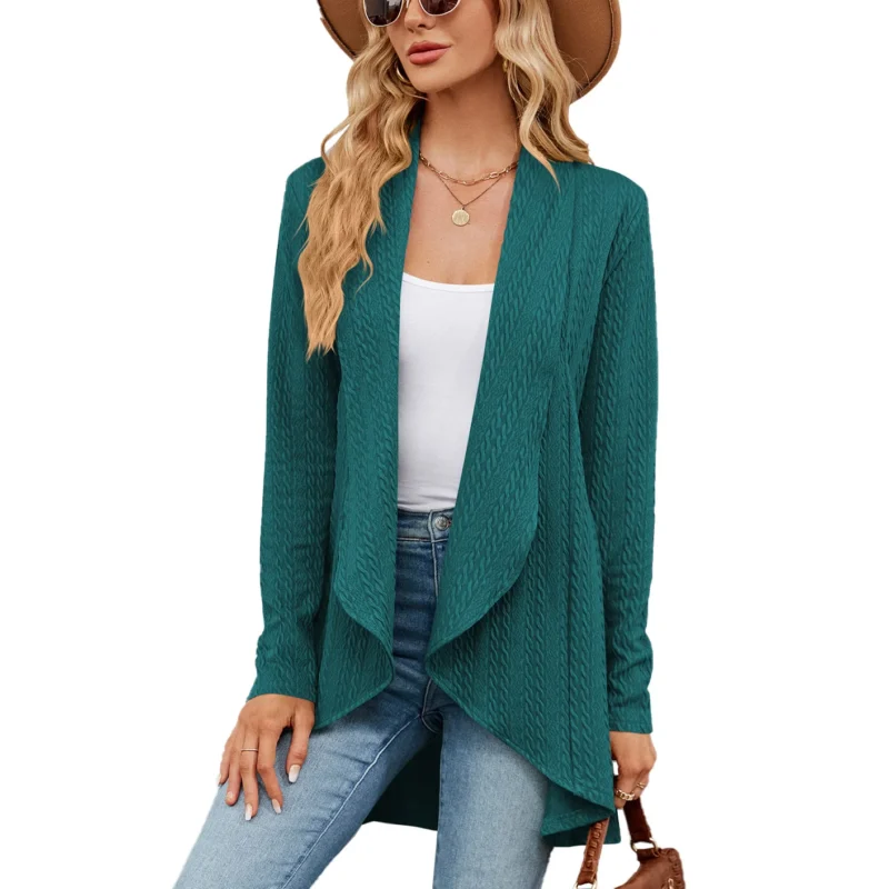 Vintage Oversized Women's Knit Cardigan Sweater with Scarf Collar - Image 3