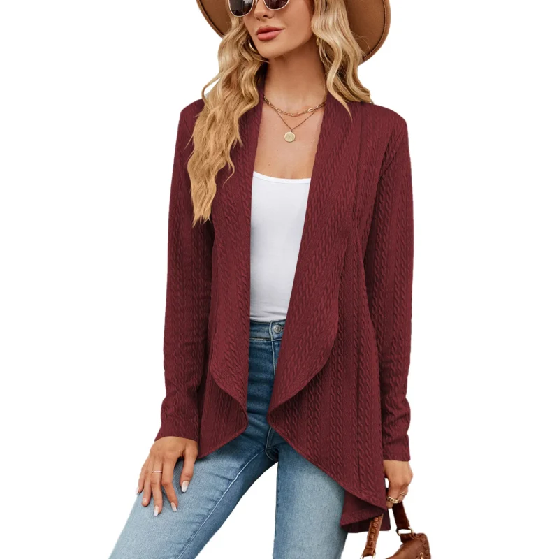 Vintage Oversized Women's Knit Cardigan Sweater with Scarf Collar - Image 12
