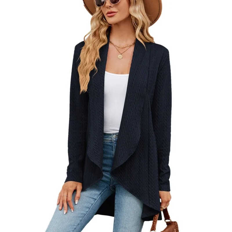 Vintage Oversized Women's Knit Cardigan Sweater with Scarf Collar - Image 14