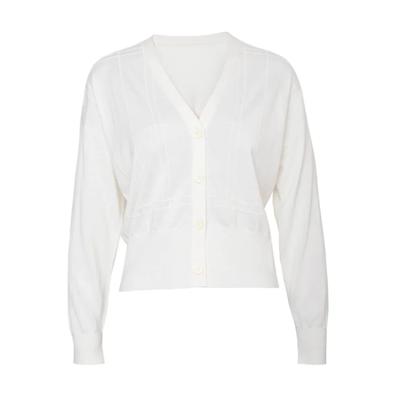Luxury V-Neck Women's Wool-Silk Cardigan Sweater with Sequin Beading - Image 7