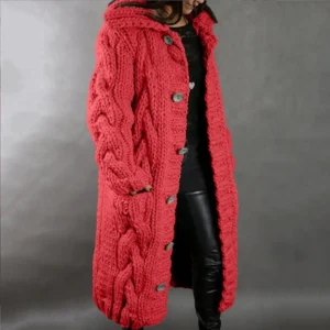 Classic Long Women's Knit Cardigan with Pockets for Office Elegance