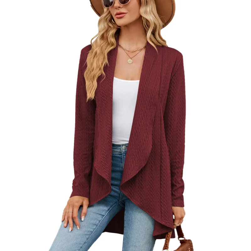 Vintage Oversized Women's Knit Cardigan Sweater with Scarf Collar - Image 5