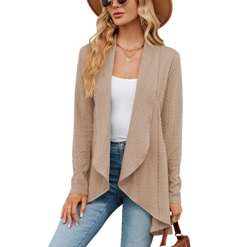 Vintage Oversized Women's Knit Cardigan Sweater with Scarf Collar - Image 11