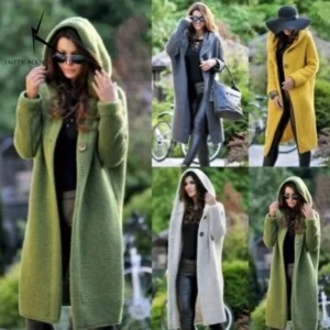 Longline Hooded Women's Knitted Cardigan Sweater for Casual Streetwear