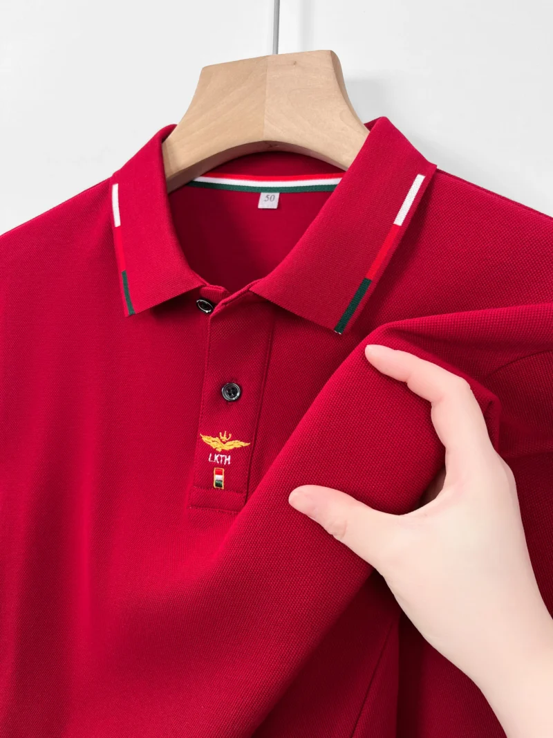 Premium Men's Cotton Long Sleeve Polo Shirt Classic Embroidered Design - Image 4